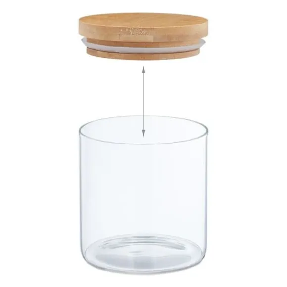 Relaxdays Set med 9 glasburkar, små burkar med bambulock, 500 ml, lufttät, genomskinlig/natur