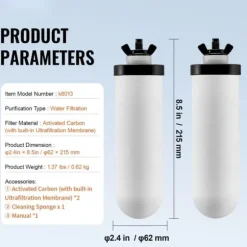 Reningsvattenfilter byte 2-pack, effektivt filtreringssystem för Gravity Filter, hög kvalitet, enkelt byte, säkra och rena vattenlösningar