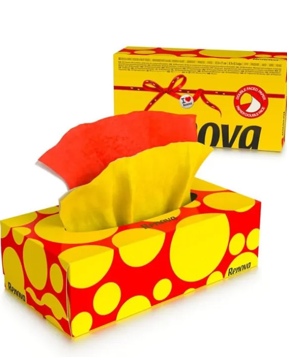 Renova avtagbara hygienservetter röda och gula 80 st