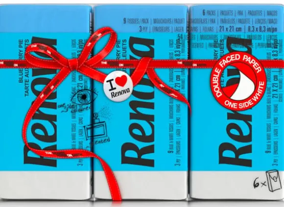 Renova Röda etiketter blå näsdukar 6x9 st