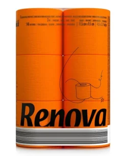 Renova toalettpapper med apelsindoft, 16,1 m, 3-lagers, 140 ark, 6 rullar