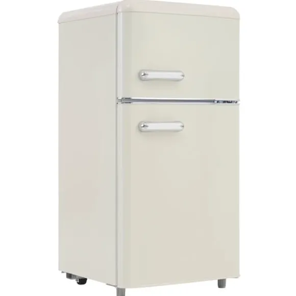 Retro-Kylskåp, Dubbeldörr, 72L kyl, 21L frys, 120 kWh/år, LED-ljus, Flera färger, Energieklass E