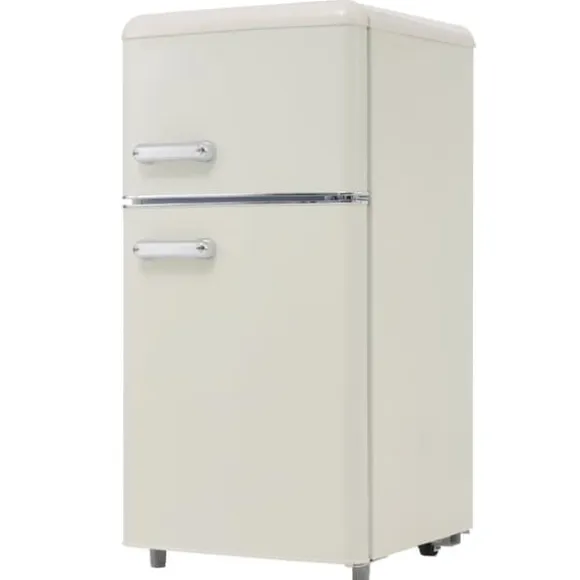 Retro-Kylskåp, Dubbeldörr, 72L kyl, 21L frys, 120 kWh/år, LED-ljus, Flera färger, Energieklass E