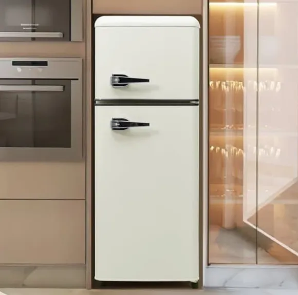 Retro-Kylskåp, Kombinerad kyl och frys, 105.5 cm, 92L, 28L frys, 116 kWh/år