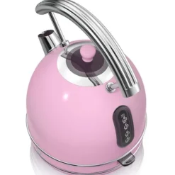 Retro vattenkokare, 1,8 L, BPA-fritt rostfritt stål, dolt motstånd, sladdlös SWAN SK14630PNEU 3000W Rosa 61802