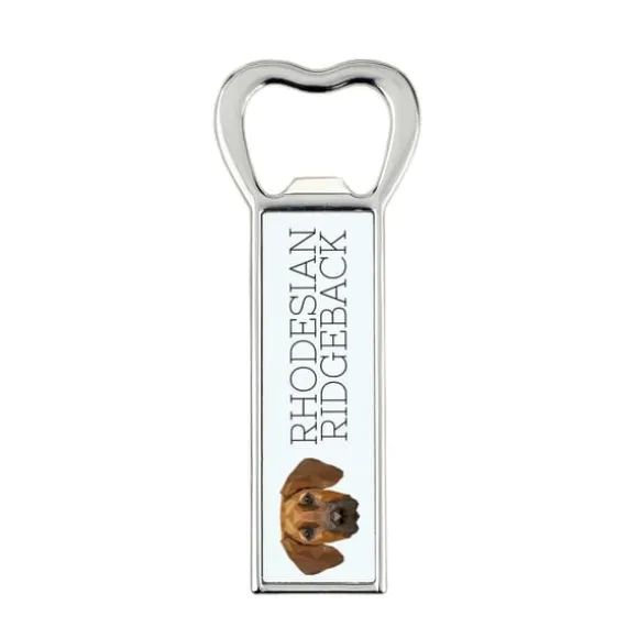 Rhodesian Ridgeback, afrikansk lejonhund - flasköppnare med foto och inskription för Art-Dog öl
