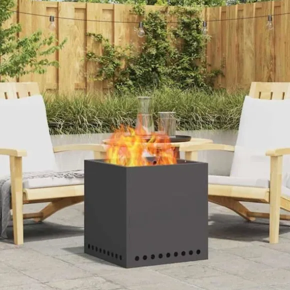 Rökfri utomhusfoajé - vidaXL - 48x48x50 cm - Svart - Stål - Max temperatur 600 ℃ - Dubbelväggad luftflöde