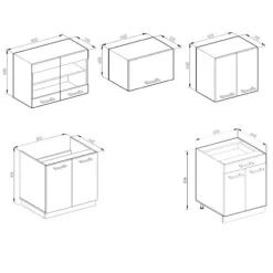 R-Line Kök, 200 cm J-Shape, Röd/Antracit, Vicco