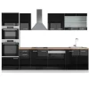 R-Line kök, 300 cm med högskåp, PT Ek, Blank svart/Vit, Vicco