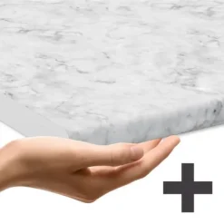 R-Line kök, 350 cm med högskåp, PT Marble, Blank vit/Antracit, Vicco