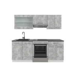 R-Line kök, 200 cm, PT Antracit, Betong/vit, Vicco