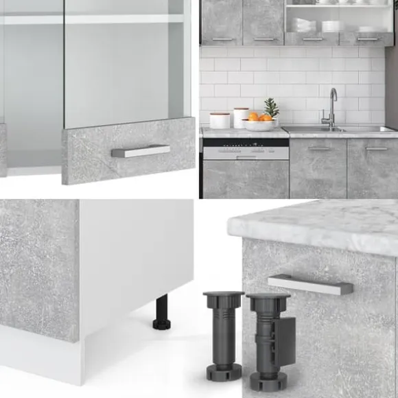 R-Line kök, 300 cm, PT Antracit, Betong/vit, Vicco
