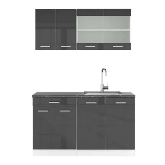 R-Line kök, 140 cm, PT Antracit, Blank antracit/vit, Vicco
