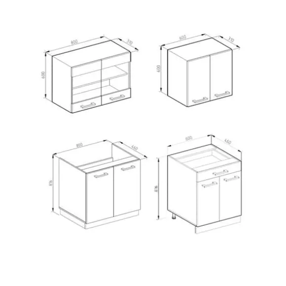 R-Line kök, 140 cm, PT Antracit, Blank antracit/vit, Vicco