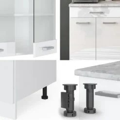 R-Line kök, 140 cm, PT antracit, blank vit/vit, Vicco