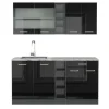 R-Line kök, 160 cm, PT Marble, Blank svart/Antracit, Vicco