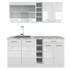 R-Line kök, 160 cm, PT Marmor, blank vit/vit, Vicco