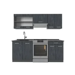 R-Line kök, 200 cm utan bänkskiva, Betong Svart/Antracit, Vicco