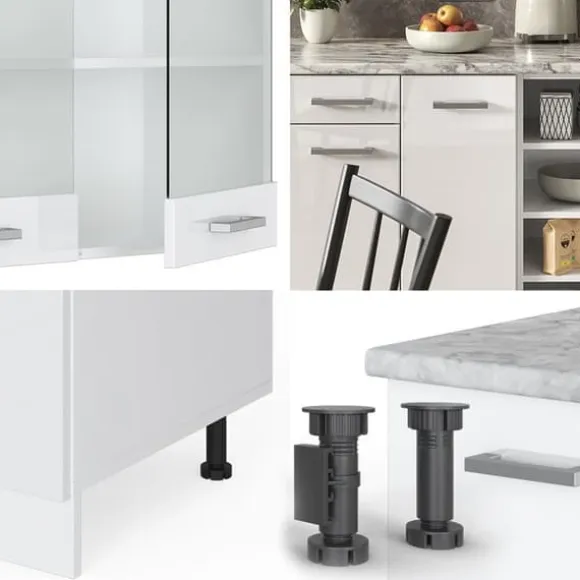 R-Line kök, 240 cm utan bänkskiva, blank vit/vit, Vicco