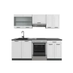 R-Line kök, 200 cm utan bänkskiva, Stuga vit/antracit, Vicco