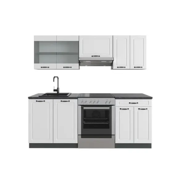 R-Line kök, 200 cm utan bänkskiva, Stuga vit/antracit, Vicco