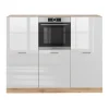 R-Line köksdel, 180 cm utan bänkskiva, blank vit/Gyllene ek, Vicco