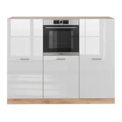 R-Line köksdel, 180 cm utan bänkskiva, blank vit/Gyllene ek, Vicco