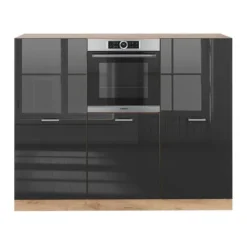 R-Line köksdel, 180 cm utan bänkskiva, Blank antracit/Gyllene ek, Vicco