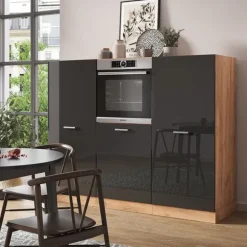 R-Line köksdel, 180 cm utan bänkskiva, Blank antracit/Gyllene ek, Vicco