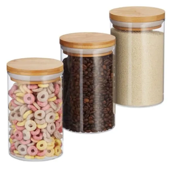 Robust set med 3 förvaringsburkar i glas, 800 ml