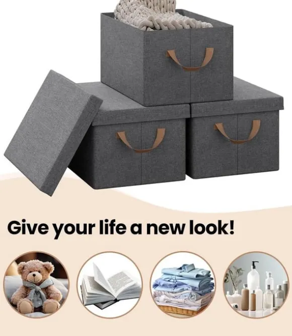 Rootz 3-delad förvaringslåda med lock - Organiseringsfack i tyg - Hopfällbar design - Material som andas - 20L/27L/36L/51L - Multifunktionell - 1x 20L | CDON