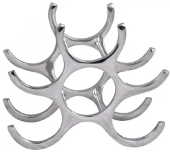 Rootz design vinställ i aluminium 6 flaskor i silver 29x24x14 cm - Flaskställ vintillbehör platt modernt - Metall Dekorativ vinflaskhållare Smal köksh | CDON