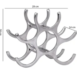 Rootz design vinställ i aluminium 6 flaskor i silver 29x24x14 cm - Flaskställ vintillbehör platt modernt - Metall Dekorativ vinflaskhållare Smal köksh | CDON