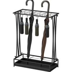 Rootz Paraply Stand - Paraply Holder - Rainwater Collector - 24 Hooks & 21 Openings - Hållbar ståldesign - 50x24x68 cm