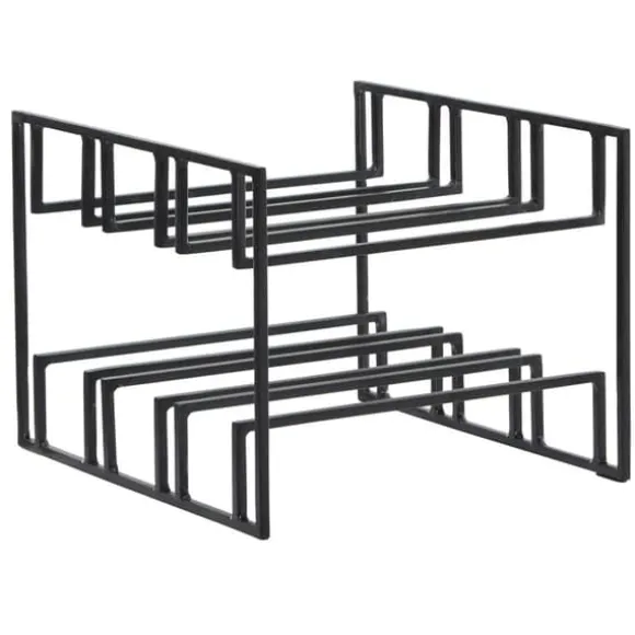Rootz vinflaskhållare för 6 flaskor 29x21x25 cm vinställ svart metall - Flaskhållare Iron Modern - Vinställ vinhållare bord kök