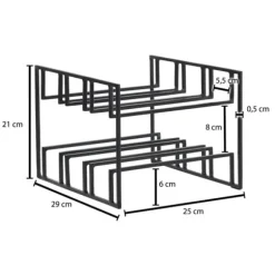 Rootz vinflaskhållare för 6 flaskor 29x21x25 cm vinställ svart metall - Flaskhållare Iron Modern - Vinställ vinhållare bord kök