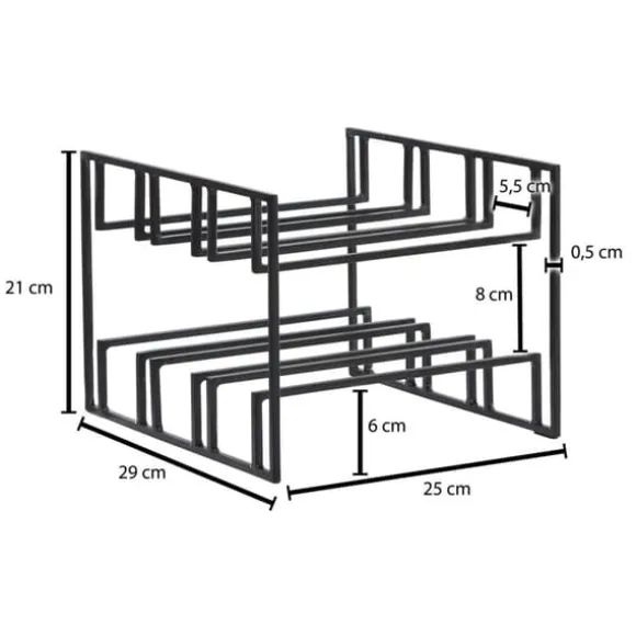 Rootz vinflaskhållare för 6 flaskor 29x21x25 cm vinställ svart metall - Flaskhållare Iron Modern - Vinställ vinhållare bord kök