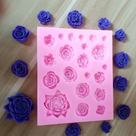 Rosor 21st Blommor Silikonform Gjutform Bakform Choklad