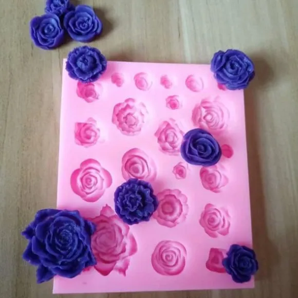 Rosor 21st Blommor Silikonform Gjutform Bakform Choklad