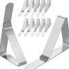 Rostfria bordsduksklämmor i rostfritt stål, 12-pack, lämpliga för hem, restaurang, picknick, fest, matbord, rymmer bord upp till 4,8 cm tjocka