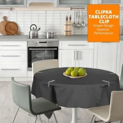 Rostfria bordsduksklämmor i rostfritt stål, 12-pack, lämpliga för hem, restaurang, picknick, fest, matbord, rymmer bord upp till 4,8 cm tjocka