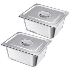 Rostfria ångpannor för hotell, 1/2 storlek x 148mm, 9L bord, anti-sylt, 2-pack