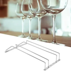 Rostfritt stål dubbelrad vinglas Ställvaruställ Hängande Stemware Hållare under skåpM