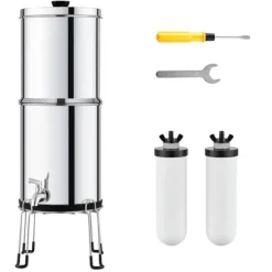 Rostfritt stål 2.25G bänkskivsvattenfilter, 2 filter, effektivt och hållbart, förbättra vattenkvaliteten i hemmet