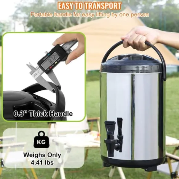 Rostfritt stål isolerad dryckesautomat, 2 gallon (7,6 liter), för varm och kall dryck, livsmedelsklassad för te, kaffe, vatten.