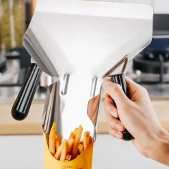 rostfritt stål matpopcornchipsskopa med handtag för kommersiell restauranganvändning dubbelt handtag