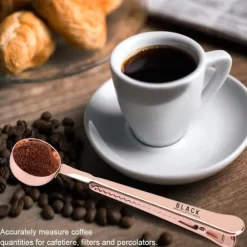 Rostfritt Stål Multifunktionsmåttskopa för Malet Kaffe med Lång Klämma för Påsförsegling