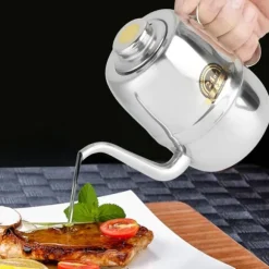 Rostfritt Stål Oljekruka Vinägerflaska Krydddispenser för Hemrestaurangkök 24oz