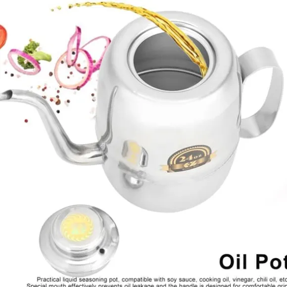 Rostfritt Stål Oljekruka Vinägerflaska Krydddispenser för Hemrestaurangkök 24oz