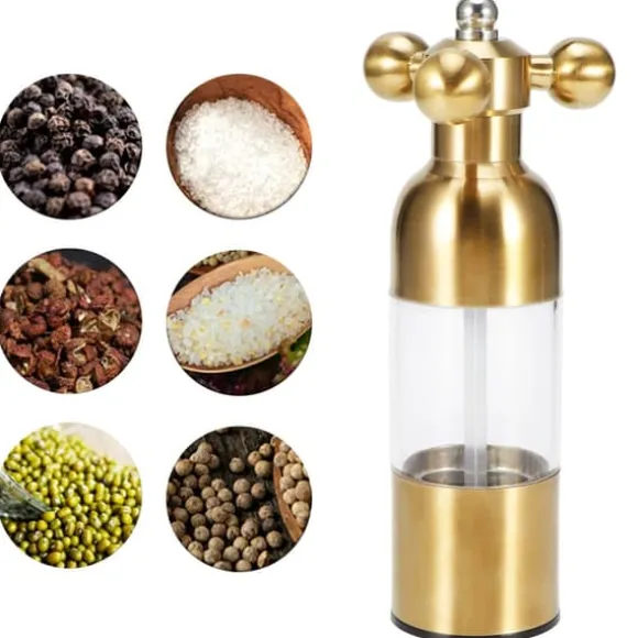 Rostfritt stål peppar salt kryddkvarn kvarn kryddmalning köksverktyg för matlagning guld